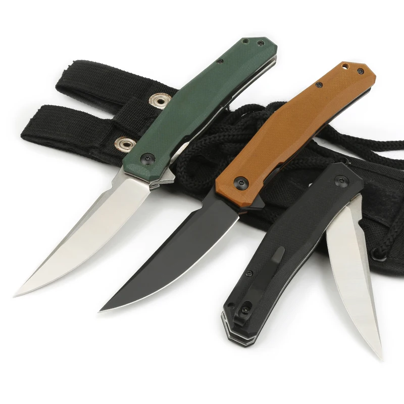 High End EDC G10 Handle D2 Blade Black Lightweight Folding Pocket Survival Knife