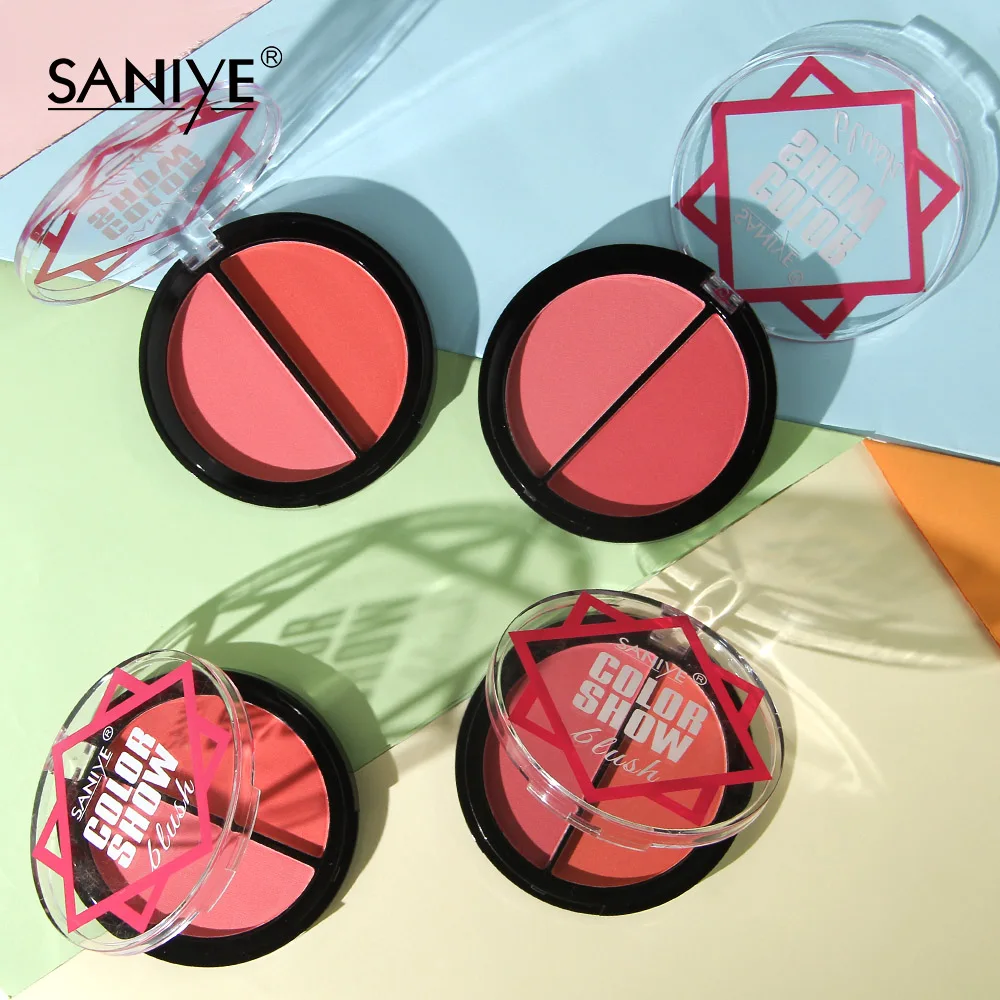 
Saniye make up pink blusher palette logo private label korean cosmetics 2 colors cheek matte powder custom blush rose 