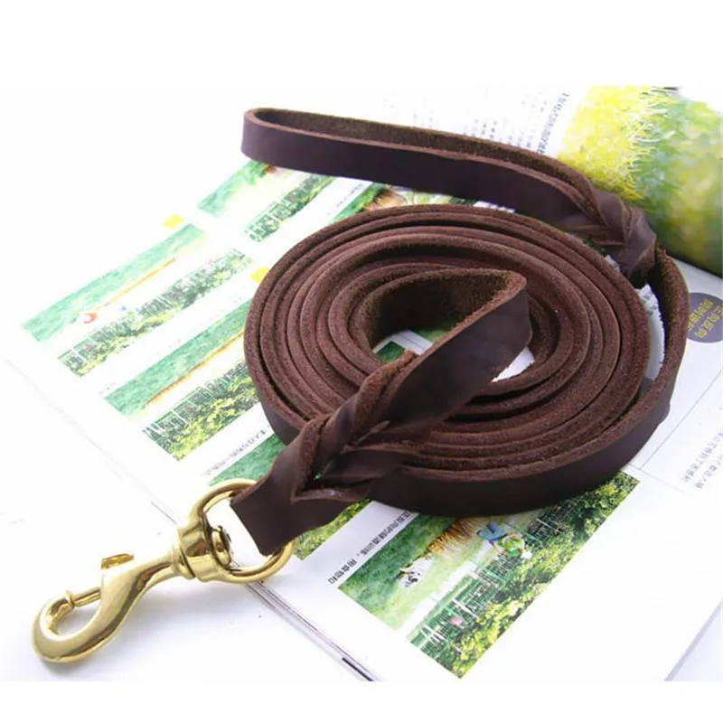 Walking Training Leads for German Shepherd 1.6cm width Braided Real Leather Dog Leash