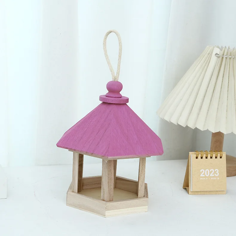 Custom Made 100% Natural Acacia Wooden Bird House Station Reasonably Priced Pet Bowls & Feeders for Bird Breeding & Feeding