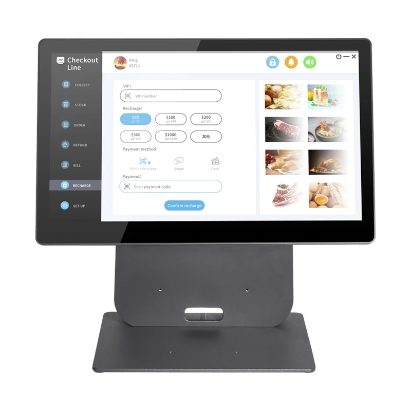 POS Systems with Customer Display POS Cashier Terminal Sturdy Desktop POS Machine 15.6 inch Screen
