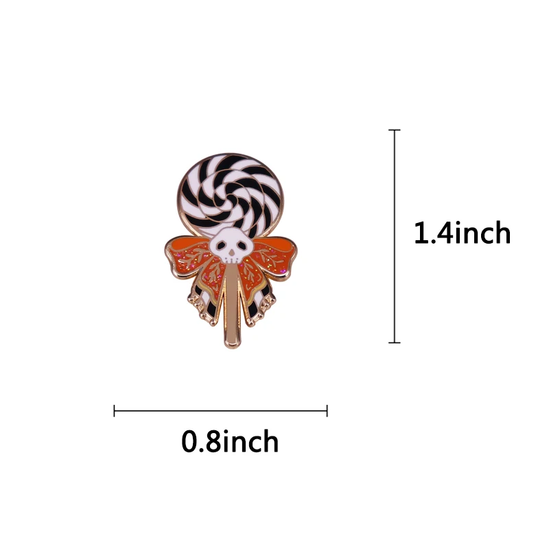 Skull Lollipop Enamel Pin Halloween Candy Brooch Glitter Spooky Lolly Lollipops Sugar Sucker Jewelry Accessories