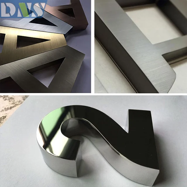 3d stainless steel  brushed mirror logo silver sign metal letters and numbers