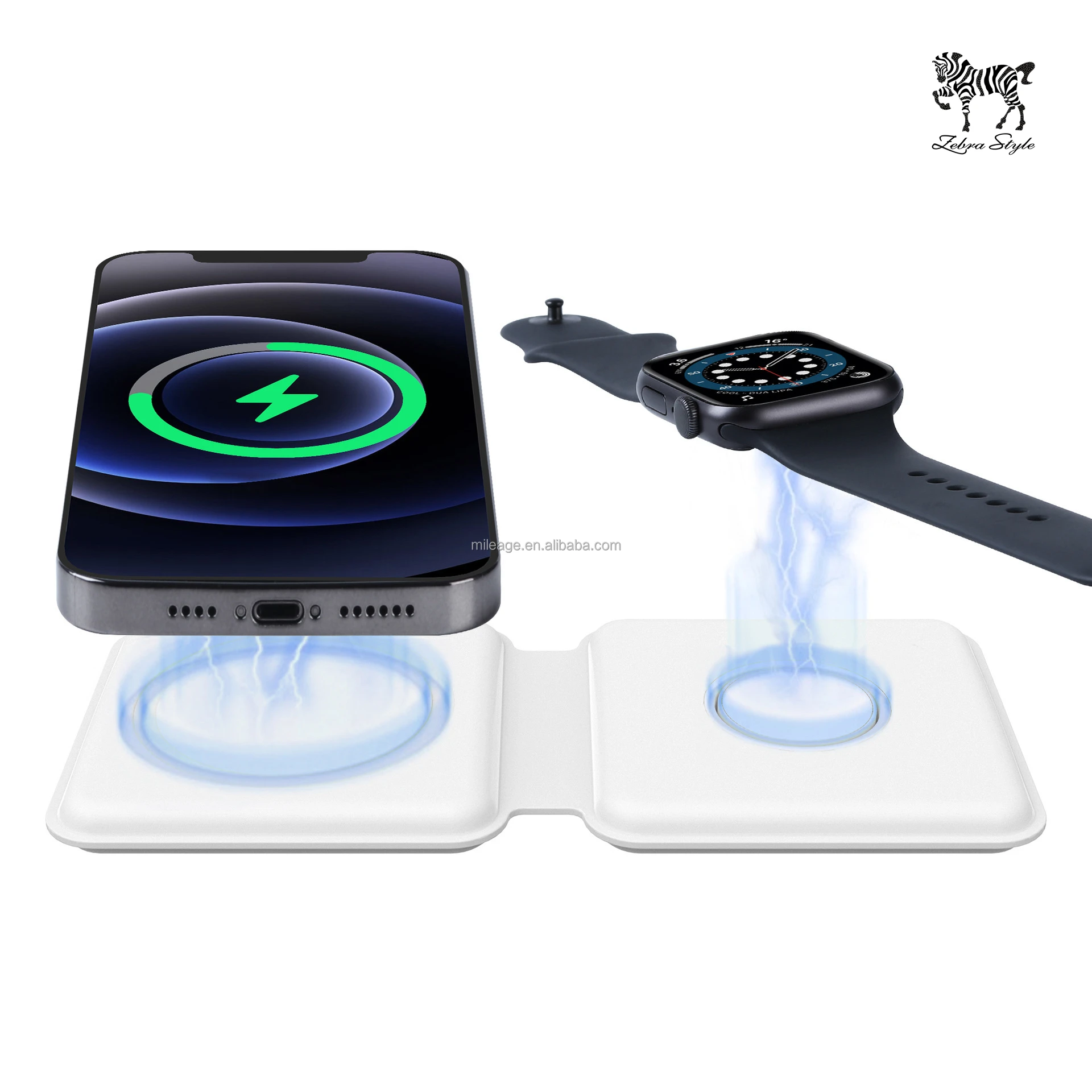 New Product 2 In 1 Folding Magnetic Charging Dual Pad 15W Fast Wireless Magsafing Duo Charger For Iphone 12 Pro Max Iwatch
