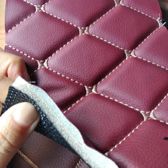Factory price embroidery stitched quilted PVC leather with sponge for car interior upholstery hotel decoration