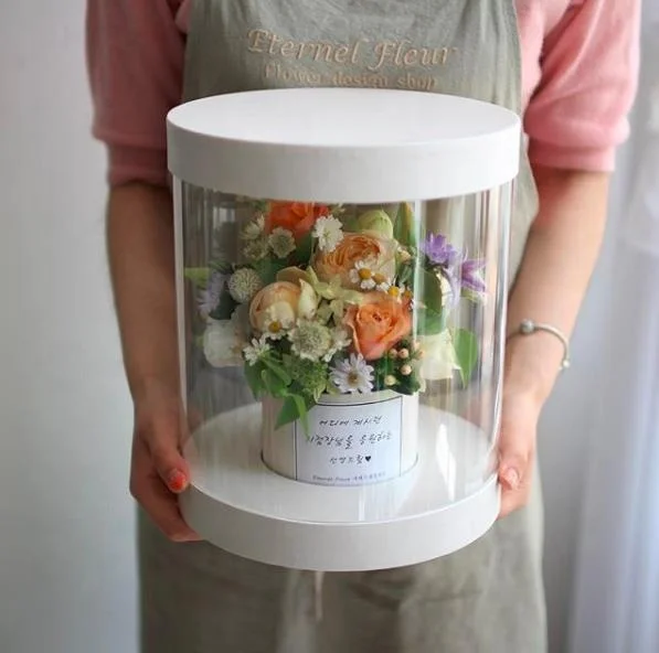 Custom made clear PVC flower packaging boxes