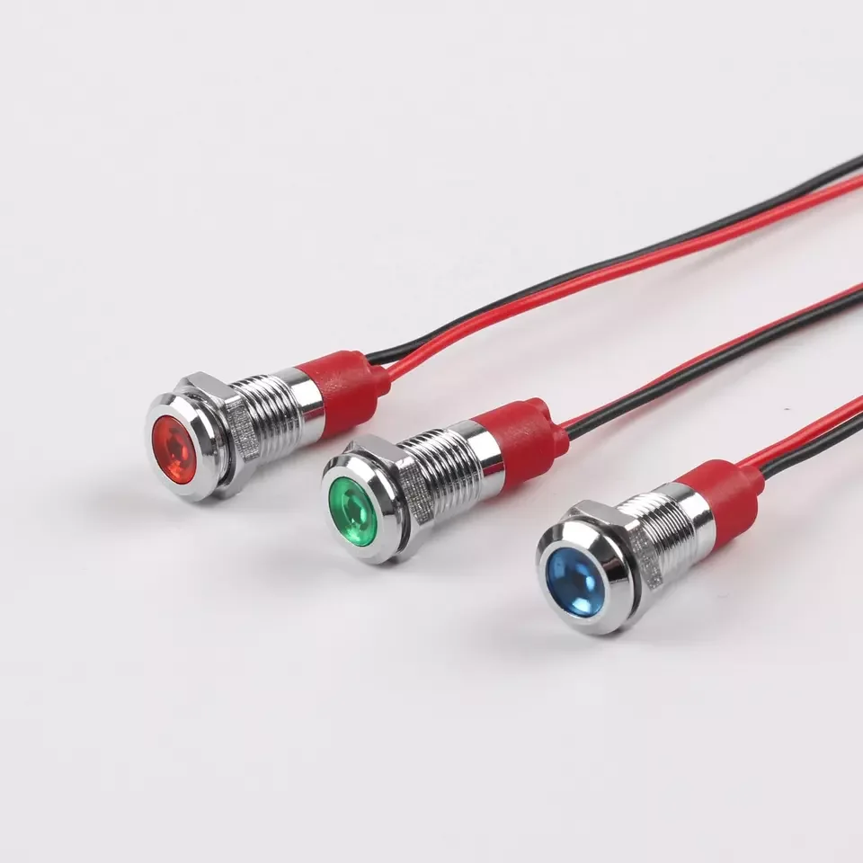 Металлический индикатор 8 мм светодиодный питания подсветка сферическая (шаровая Головка) лампа водонепроницаемый шнура 3 В/6 в/12 В/24 В/220 В