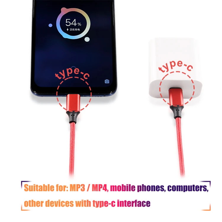 
usb 2.0 1m 3m durable type c super fast charging cord wholesale nylon charger data cable 