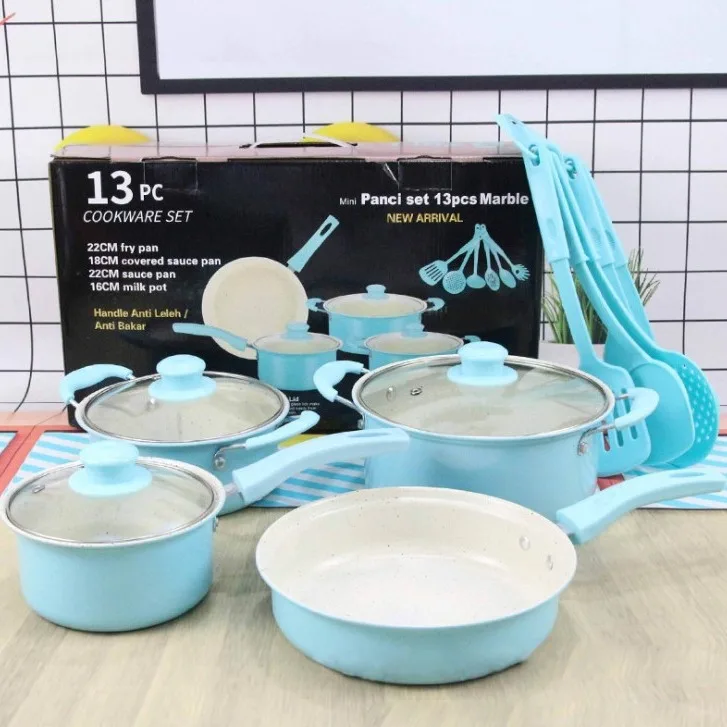 Hot Selling 2024 Milk Pot Frying Pan 7-Piece Set 13-Piece Pot Set Gift Set Pot Kitchenware Cookware Kitchen Utensils Colorful