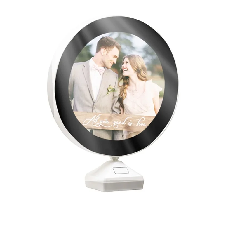 
hot sale funny Magic mirrored plastic led light clocks photo frame 