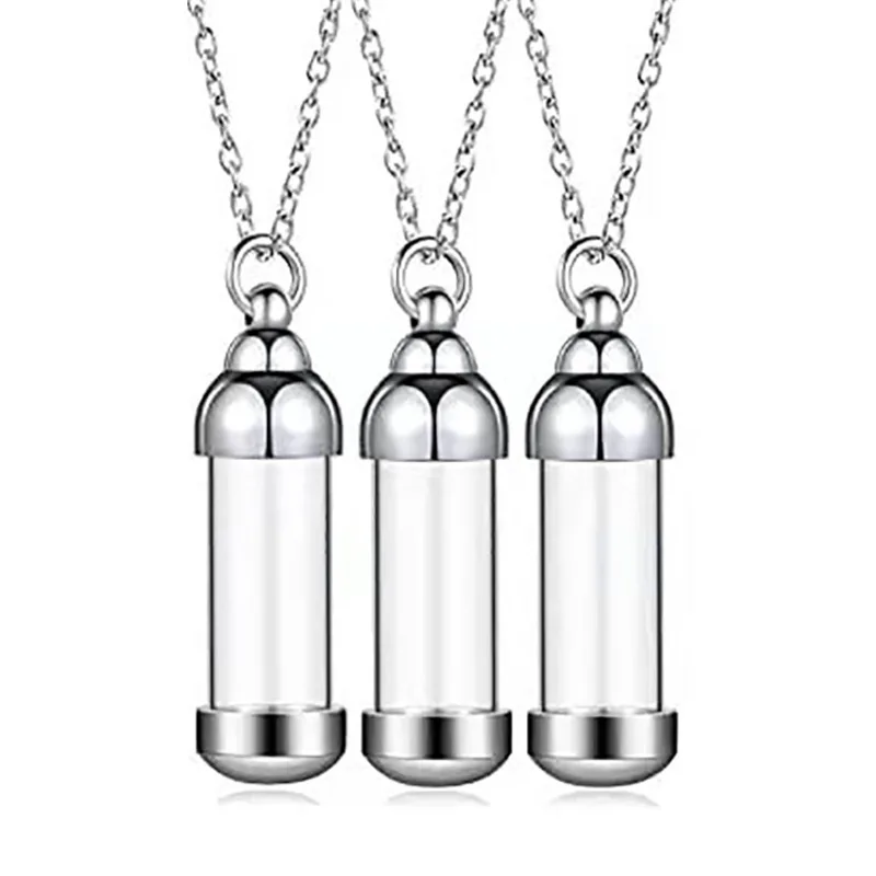 Custom Openable Screw Cap Vial Necklace Steel Chain Wishing Bottle Pendant Lucky Charm Jars Trendy DIY Jewelry Making Accessory