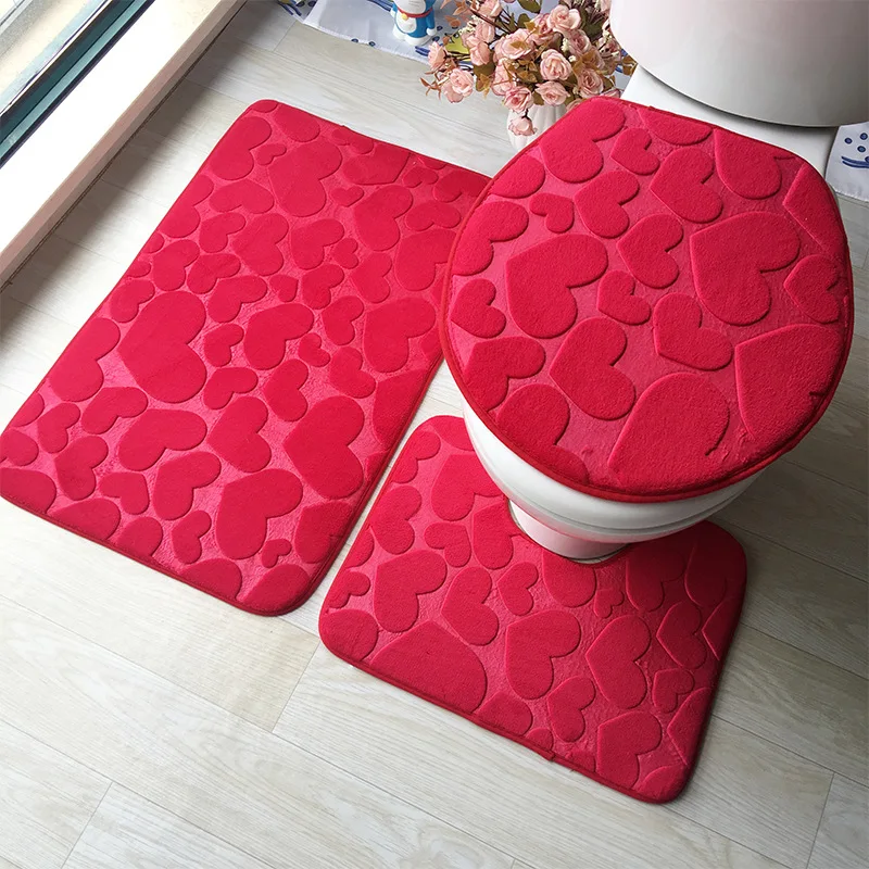 3Pcs/set Bathroom Mat Set Flannel Anti-Slip Kitchen Bath Mat Carpet Bathroom Toliet Rug Washable Tapete Banheiro