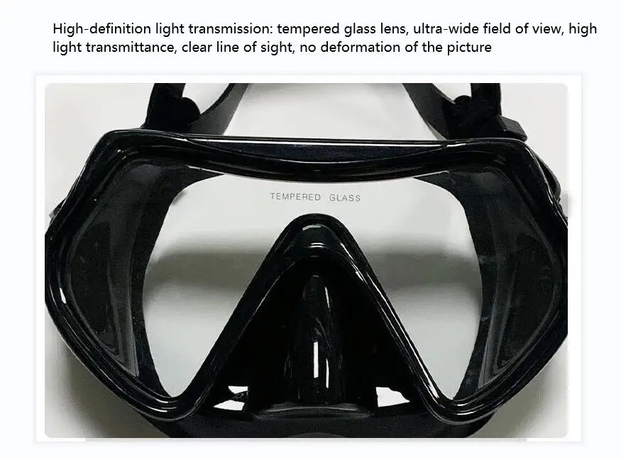Youth Panoramic Wide View Tempered Glass Adjustable Strap Anti-Fog Scuba Snorkel Diving Mask for Adults
