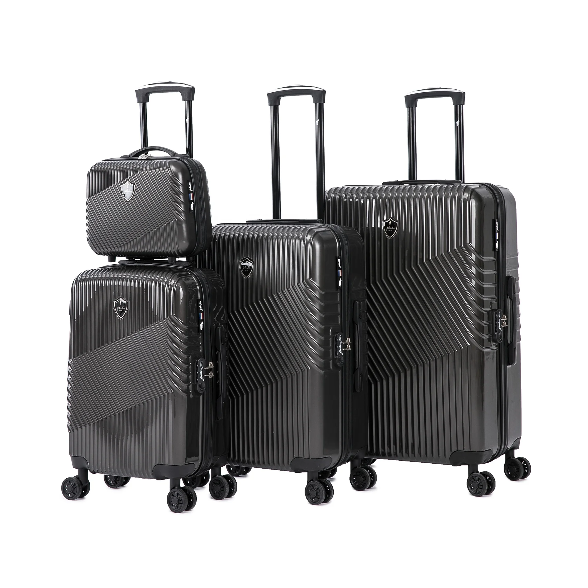ABS PC 4PCS Trolley Luggage 14 20 24 28inch Suitcase Carry on Rolling Metalas Airplane 360 Degree 4X2 Wheels Code TSA Lock