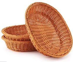 Wholesale African Vegetable Woven Gift Fruit Picnic Storage Plastic Rattan Bakery Basket