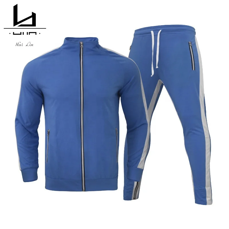 casual jacket and jogger pant for men polyester fabric gym fitness set new fashion clothing with draw strings two pieces men set