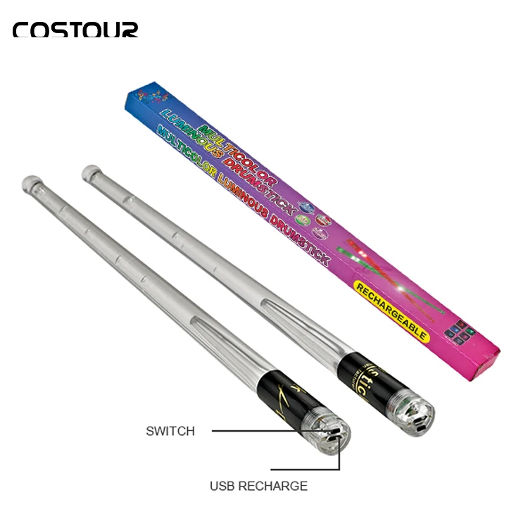 Rechargeable Electronic Drumstick With Open Button Light Color With Each Beat For Performance