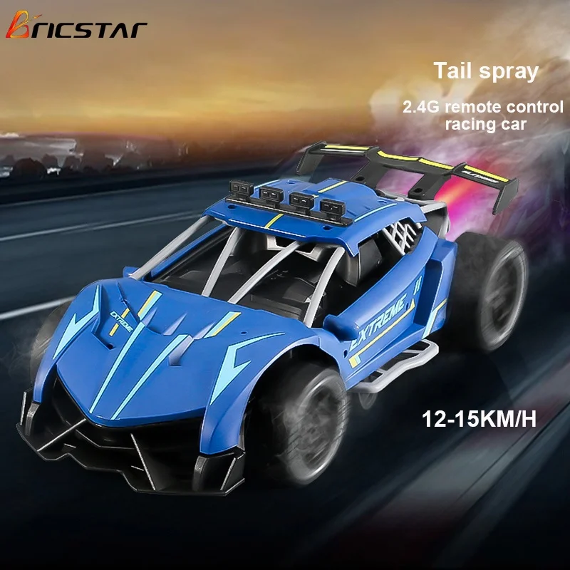 Bricstar 2020 new arrival 2.4G remote control Off-road racing car toy with tail spray light,truck body