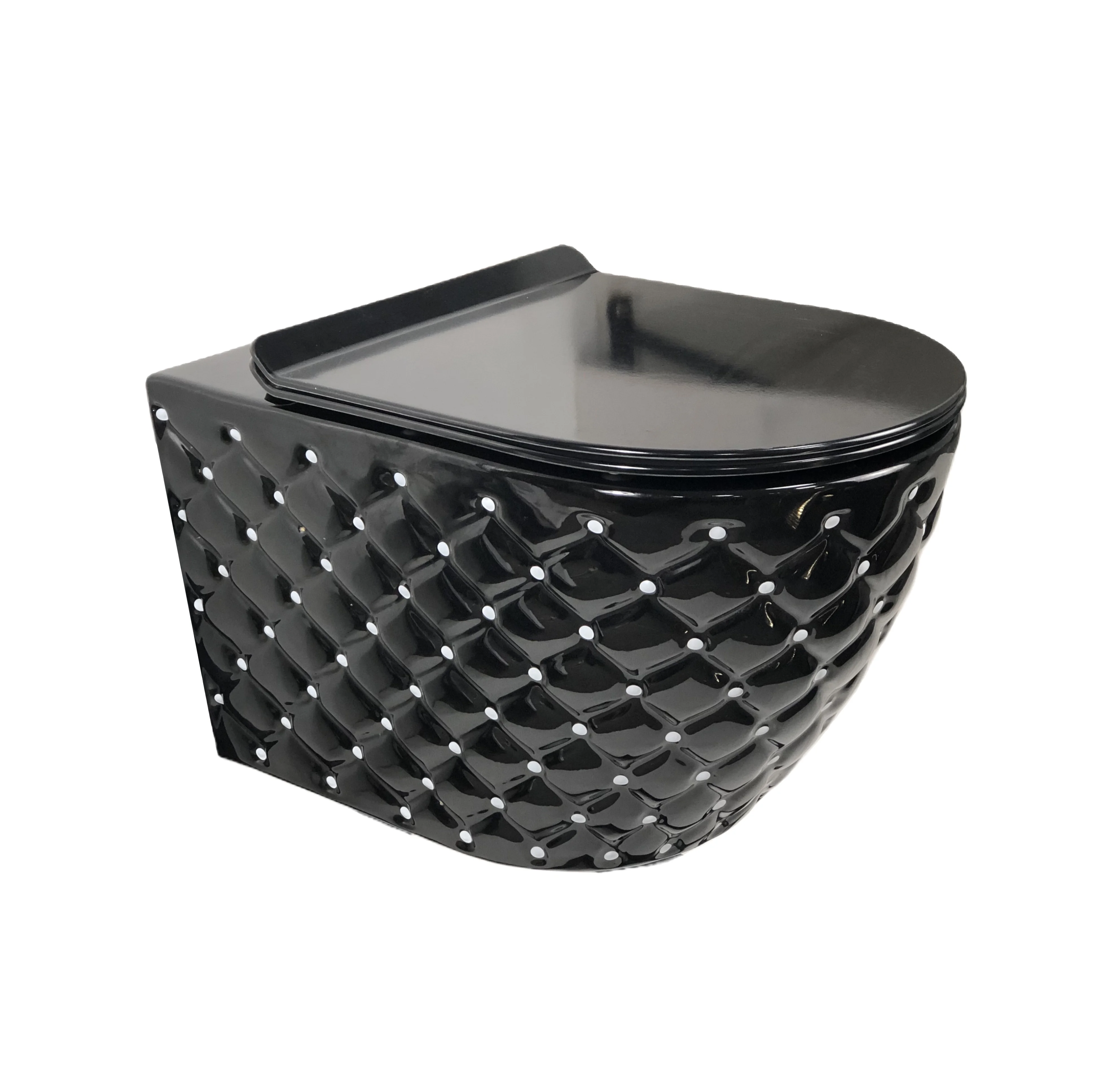 ceramic new design gold color  toilet new product bathroom toilet bowl set gold dot wall hung  toilet