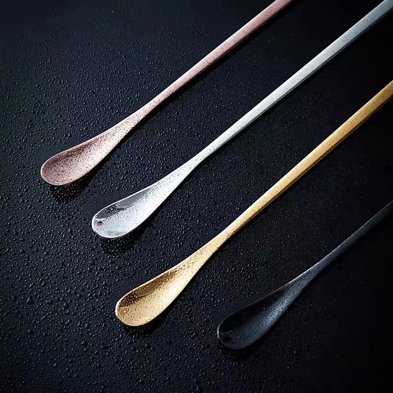  High quality mirror stainless steel 304 copper gold cocktail stirrer long bar spoon for bartender