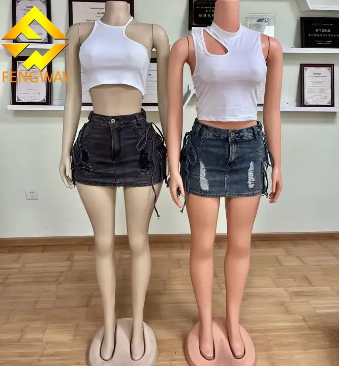Summer Trending Jeans Shorts Blue Denim bandage Cargo Skirt Female 2024 New Vintage Slim Fit  Jean Skirt With Pockets For Women