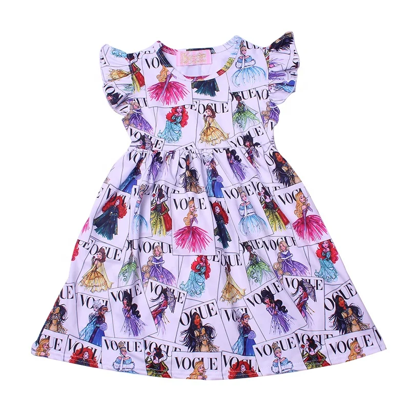Summer 0-12 years old girls dress princess print baby milk silk short sleeve fast delivery rts