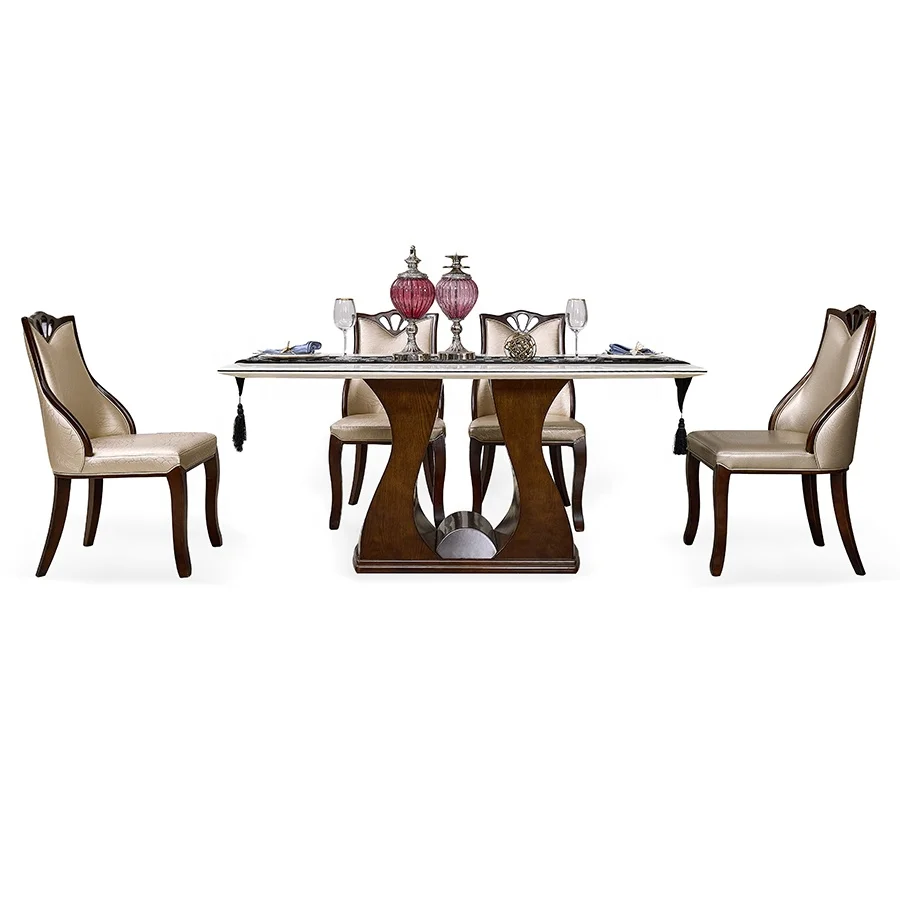 factory price luxury dinner dinning wood table dining room marble table sets