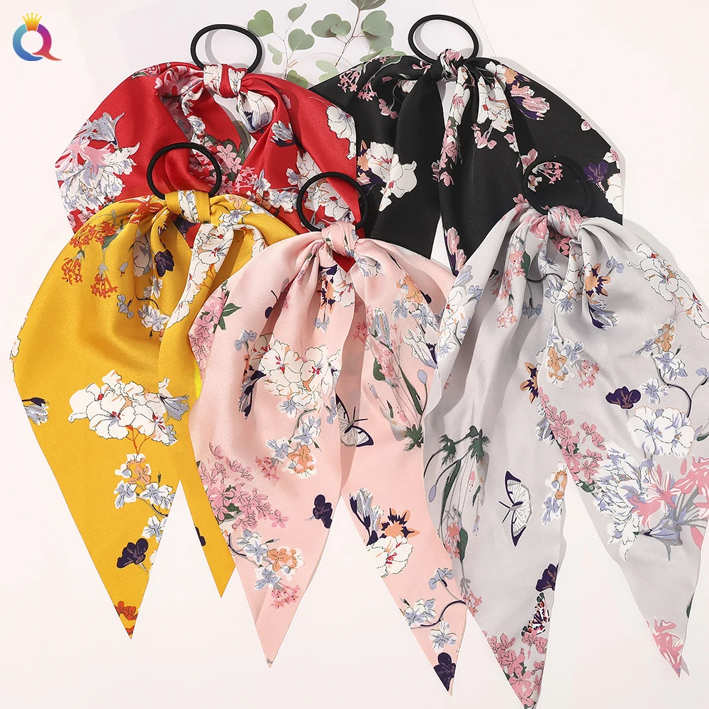 2021 г. высокое количество новый дизайн длинный шарф низкая цена женские шелковые треугольные резинки для волос