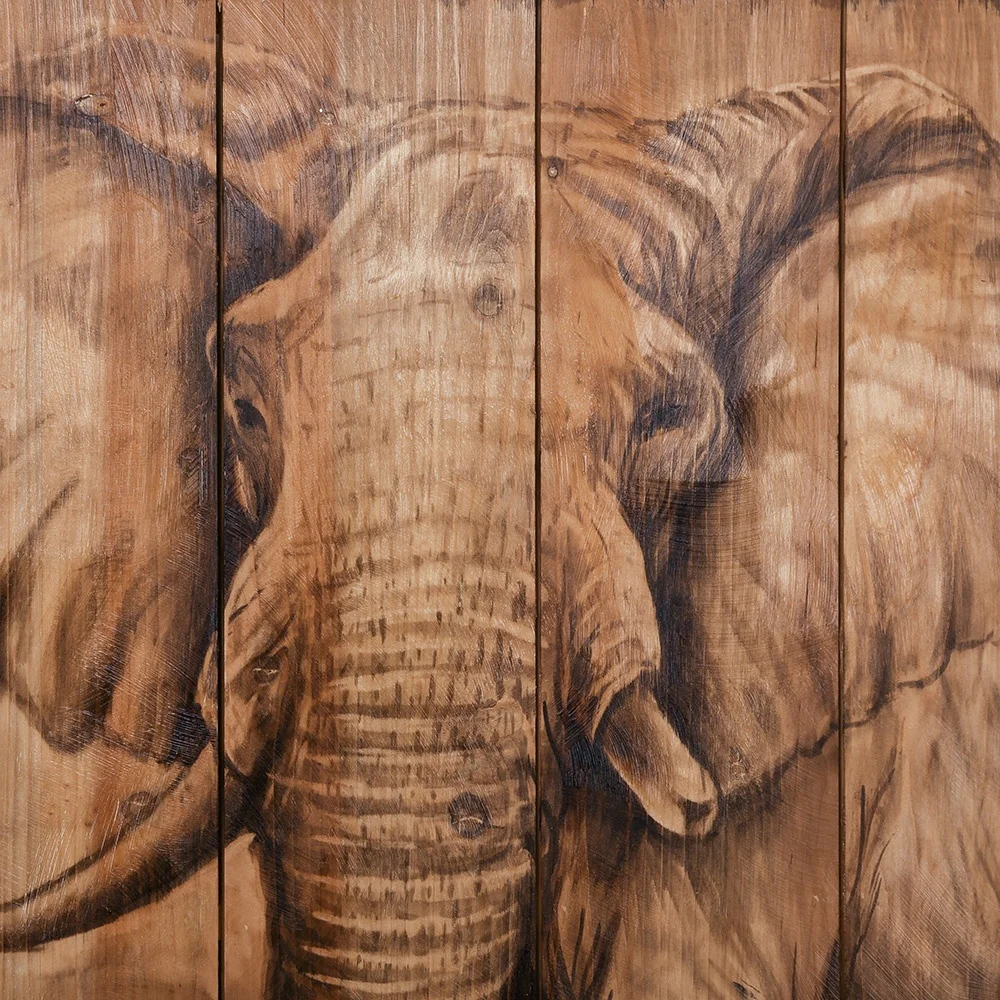 elephant carved wood plank wall art wood art print custom panels print custom
