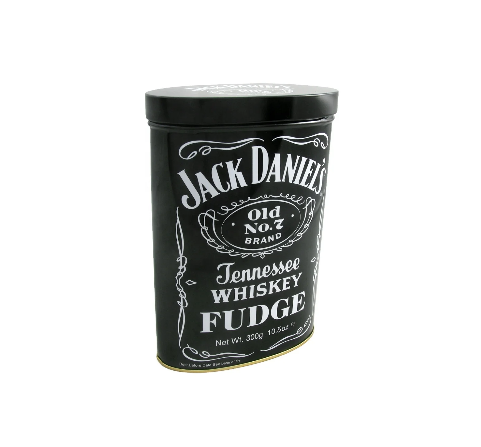 Produce Custom Whiskey Brandy Wine Bottle Tea Sugar Packaging Oval Metal Tin Box
