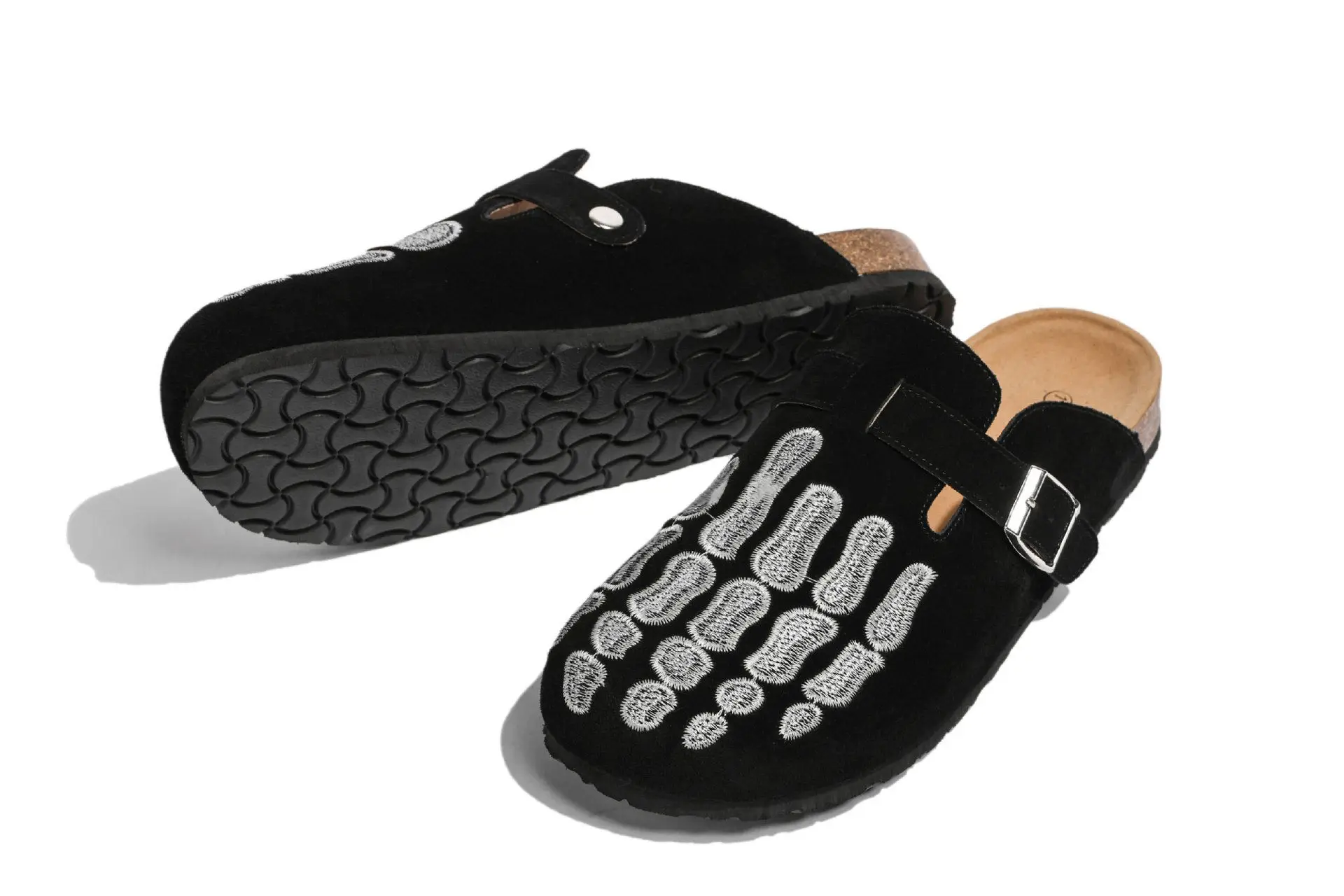 Wholesale Slippers Unisex Size 35-47 Suede Leather Cork Pu Sole Anti Slippery Men Women Mule Clog