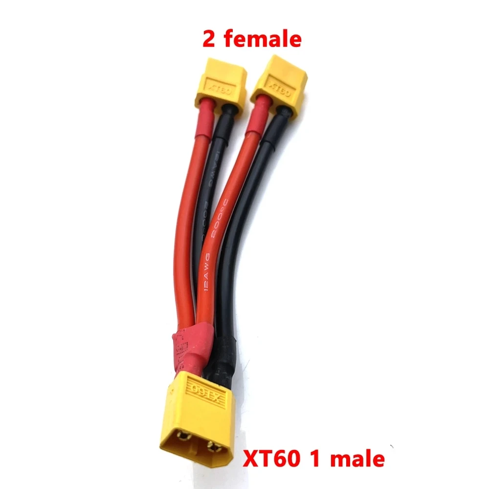 T plug XT60 XT90 Parallel Battery Connector Male/Female Cable Dual Extension Y Splitter 2/3Way Silicone Wire for RC Battery