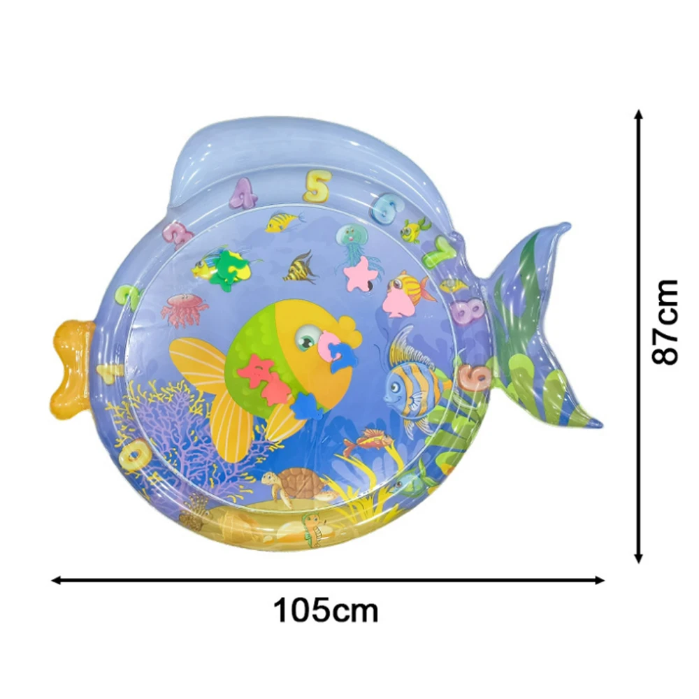 2025 Hot seller Water Play Mat Blue Fish Inflatable PVC Playing Mat Toddler Pad Kids Education Toys Mat Cushion