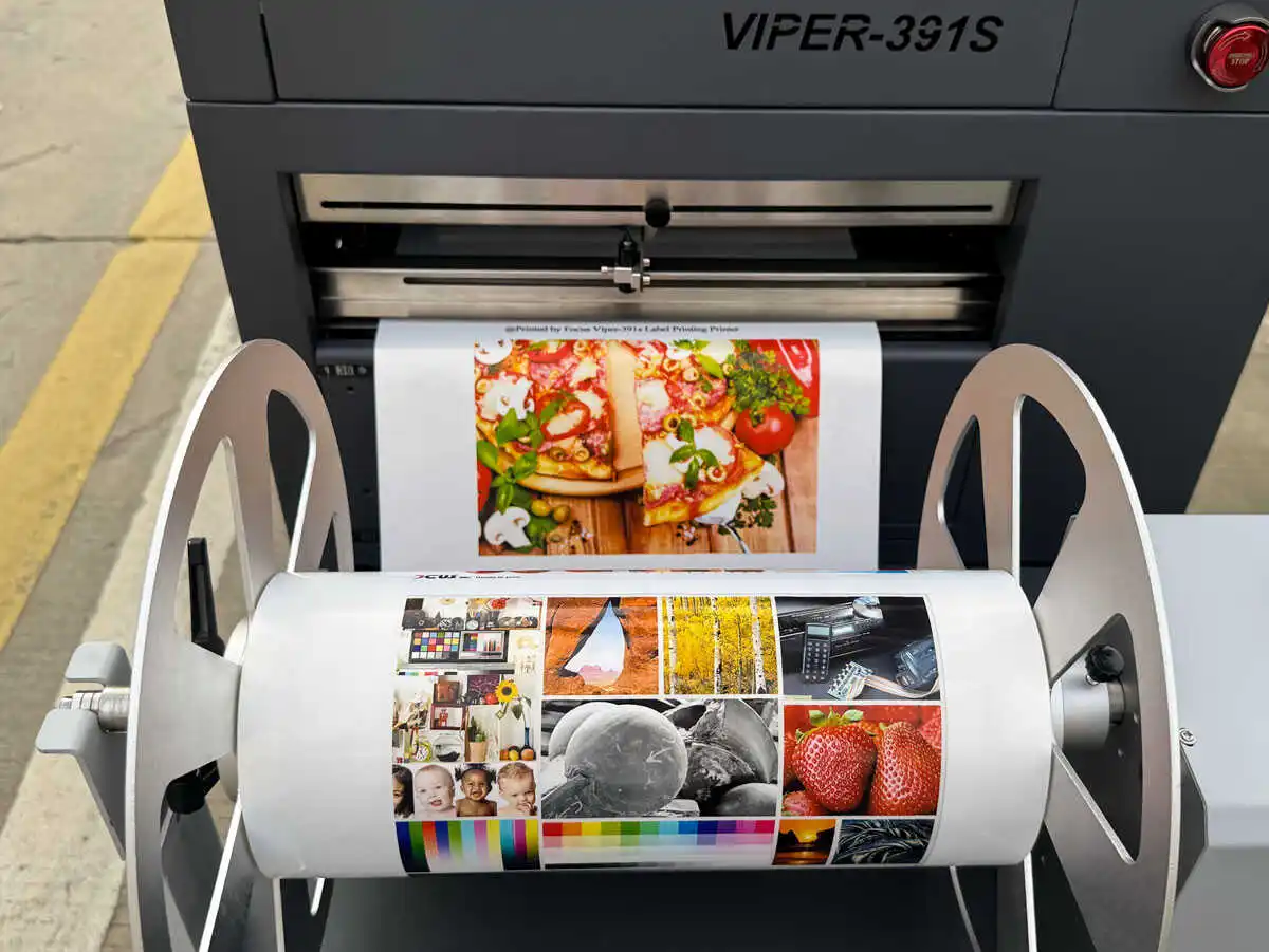 Digital roll to roll desktop full color vinyl label print inkjet label printer with cutter