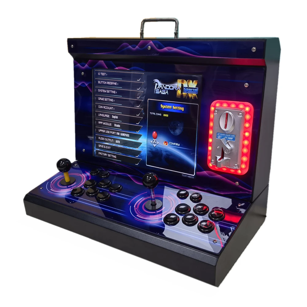 2022 New Pandora 3D mini arcade machine 11,000 games box supports 1- 4 players 15 inch 720P HD Video Coin operated game console