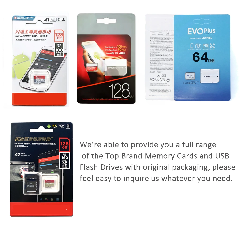 Real Capacity 64Gb 128Gb SD Card Manufacturer Cheap Price 16/32/128/512GB Card for Sandisk Adapter for Samsung Camera