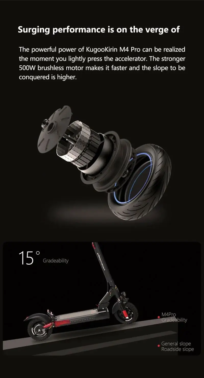 EU warehouse tax free 100% original KUGOO Kirin M4 PRO approval 48V 500 watt 16AH electric scooter