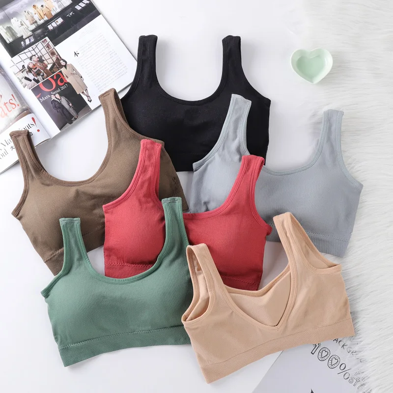 
 2021 workout gym sports bra summer fitness activewear fitness bra yoga clothing women sports bra Wireles V sling chest  Tube Top  