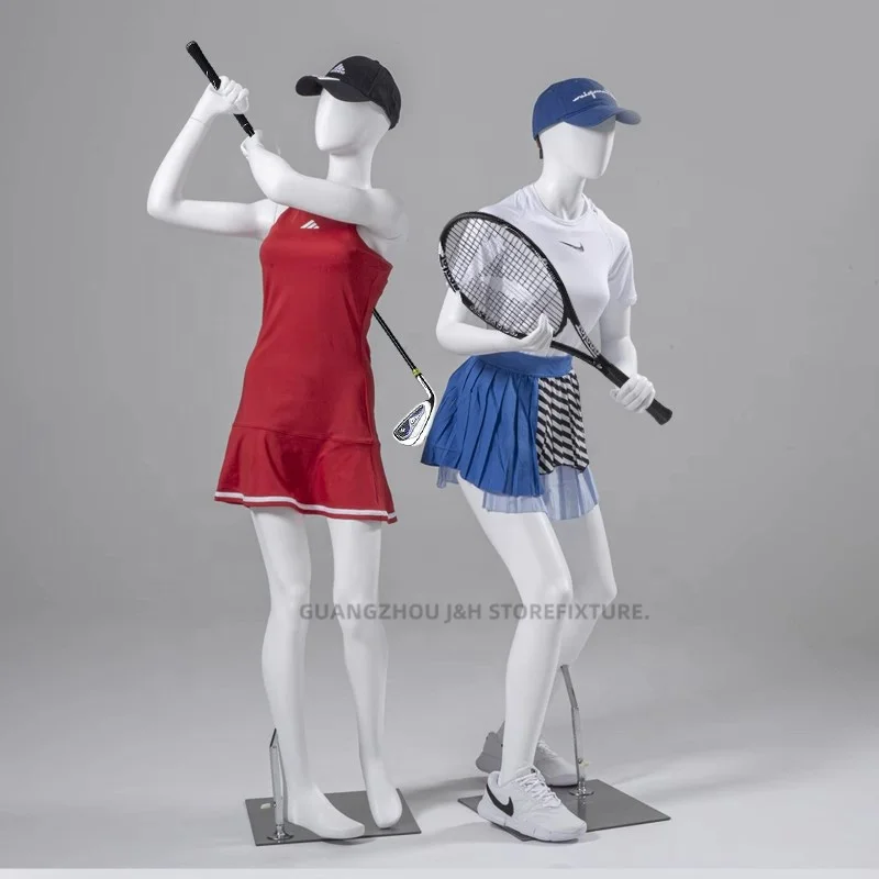 Store display  malefemale sport mannequins movement posture egghead mannequin white fiberglass sports mannequin