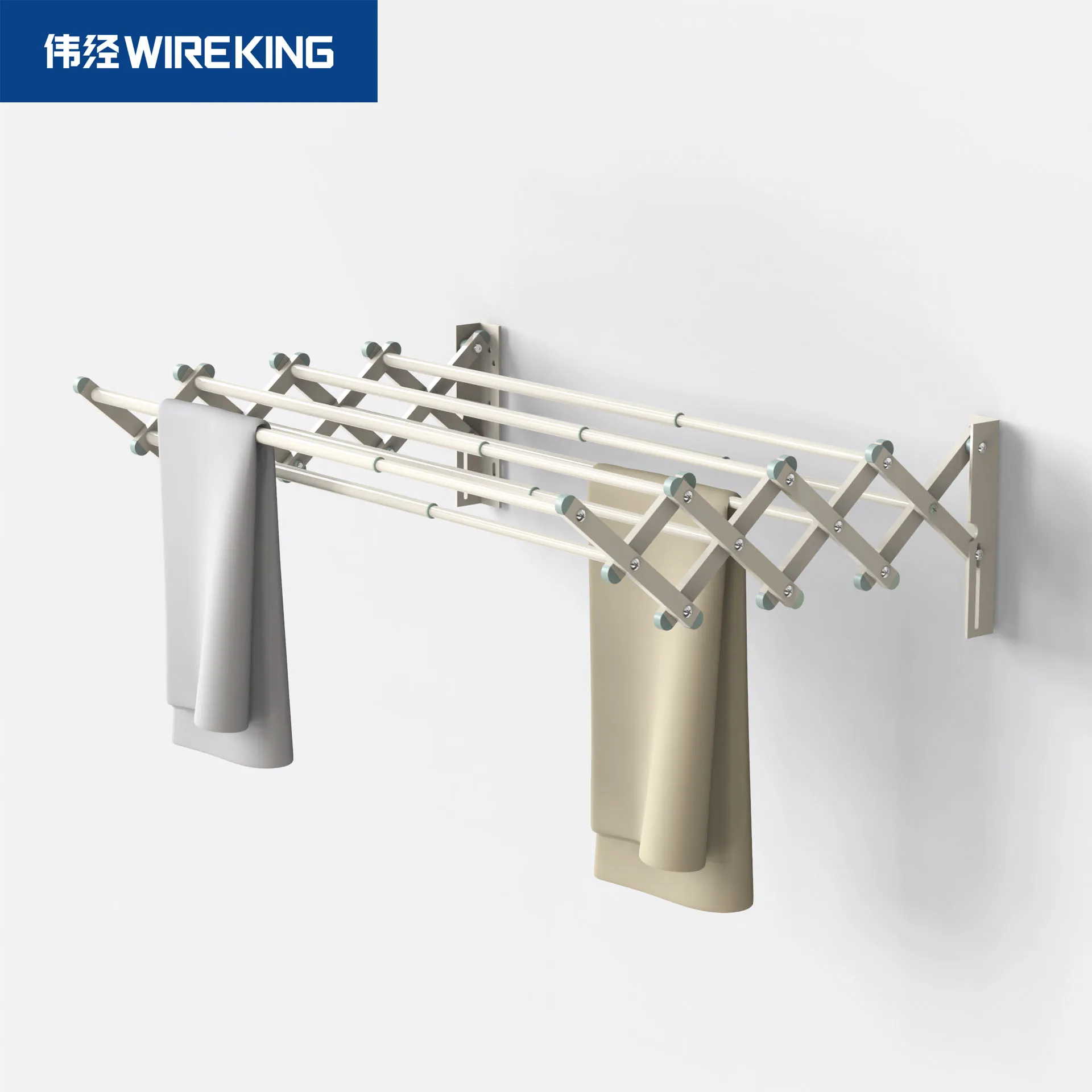 2023 Factory Wholesale Double Pole Extended Wall Mouted Dry Hanger Racks Pull-up-ready Clothes Rack