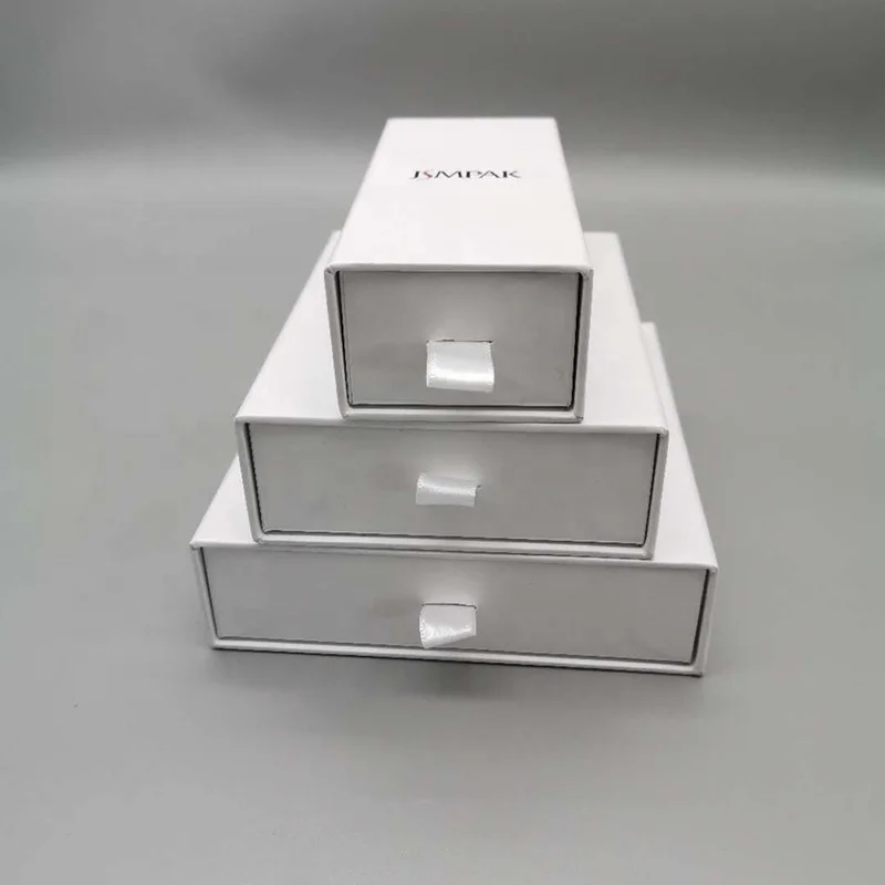 Custom Logo Printed Designer Black White Rigid Slide Drawer Box Package Perfume Cosmetic Paper Box