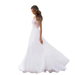 10704-MX19 white lace sleeveless long summer wedding dresses 2021 sehe fashion