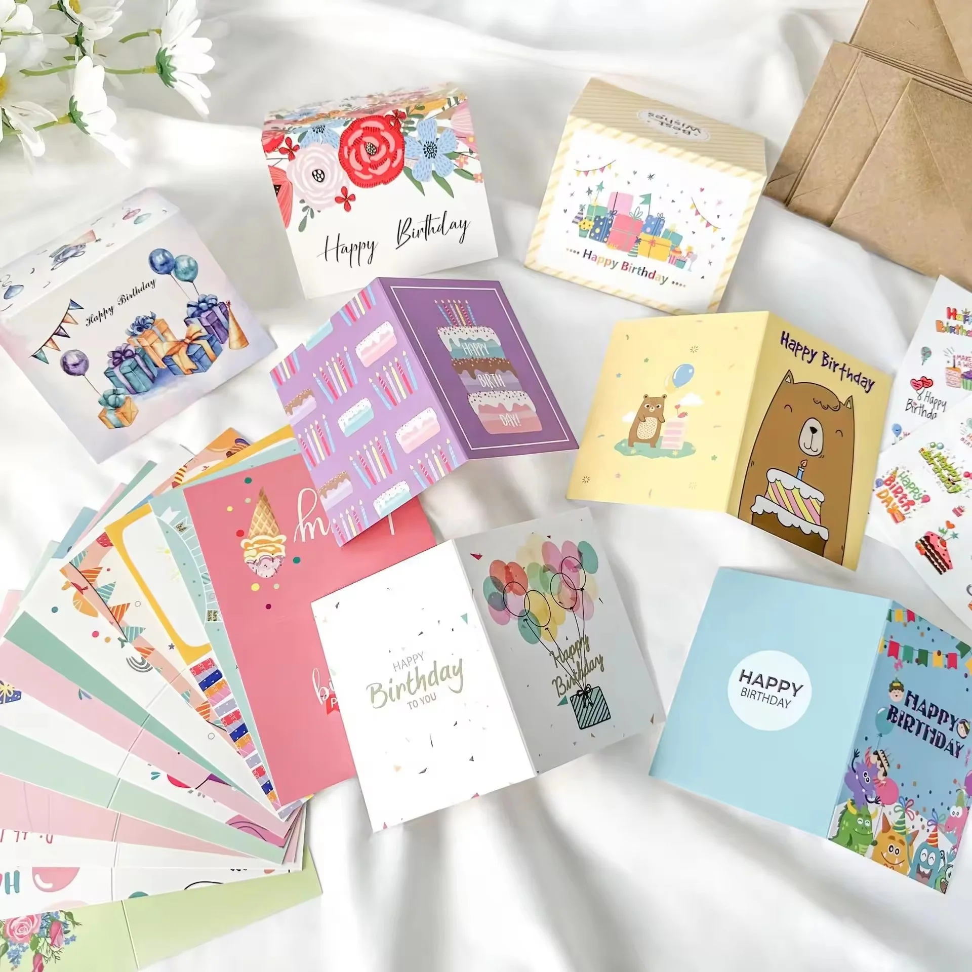 5x7 Inch Card With Envelope And Inside Page 8 Designs Retro Brown Best Wish Thank You Birthday Greeting Cards