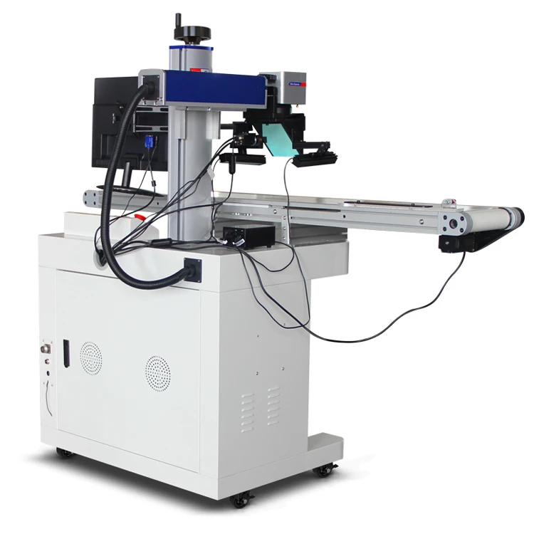 Raycus 30w visual positioning fiber laser marking machine for electronic parts keychain USB key