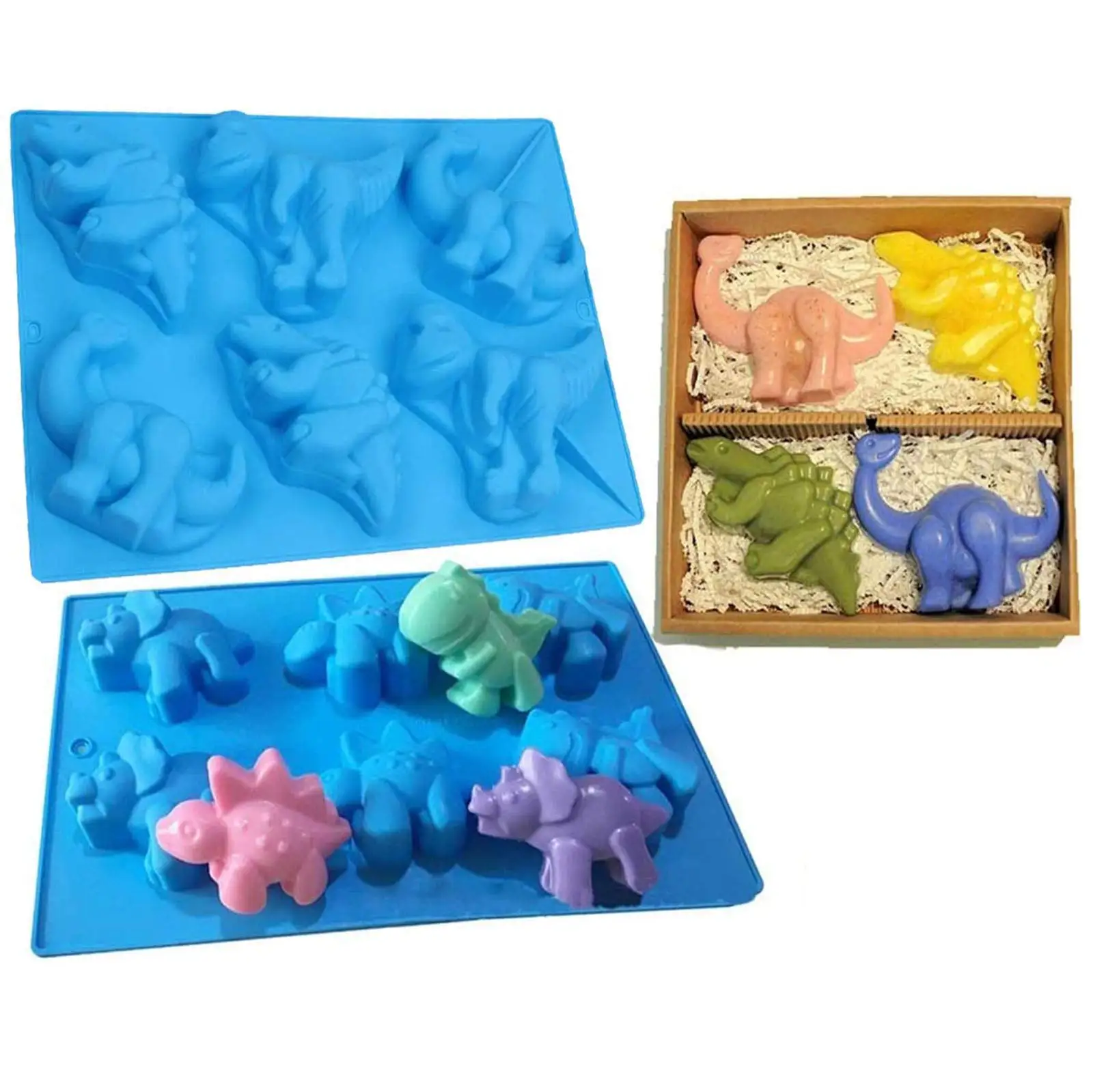 Funny  Decorating 6 Cavity Dinosaur Animal Shape Food Grade Silicone Molds For Cake Baking Fondant Chocolate Candy Craft Sugar