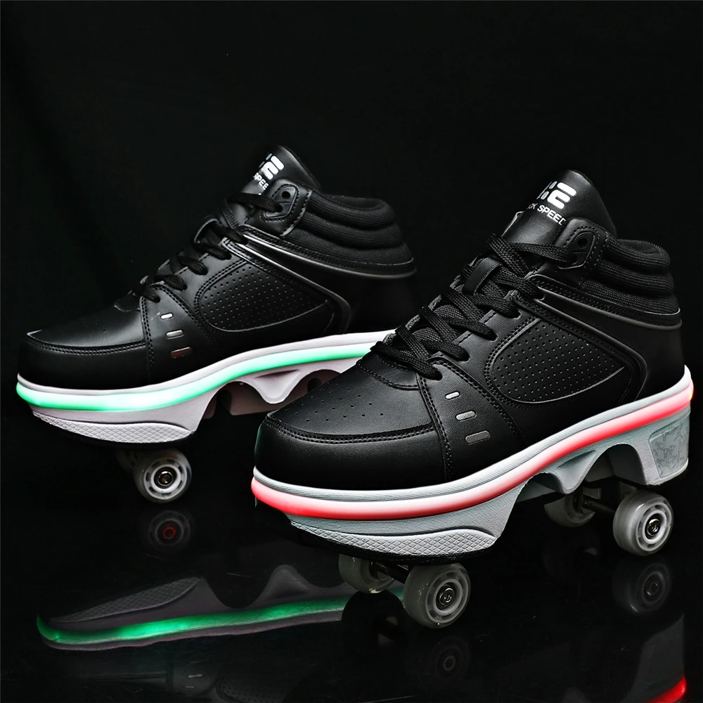 New design Skate With Wheels Led Luminous Deformation Roller Shoes for wholesales wholesale shoes