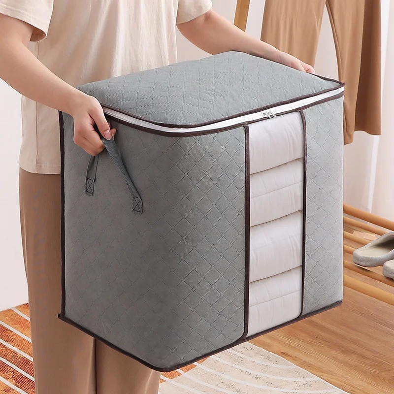 Customized Size High Quality Non Woven Foldable Comforter Quilt Clothes Blanket Bag Comforter Storage Bag For Clothes  Comforter
