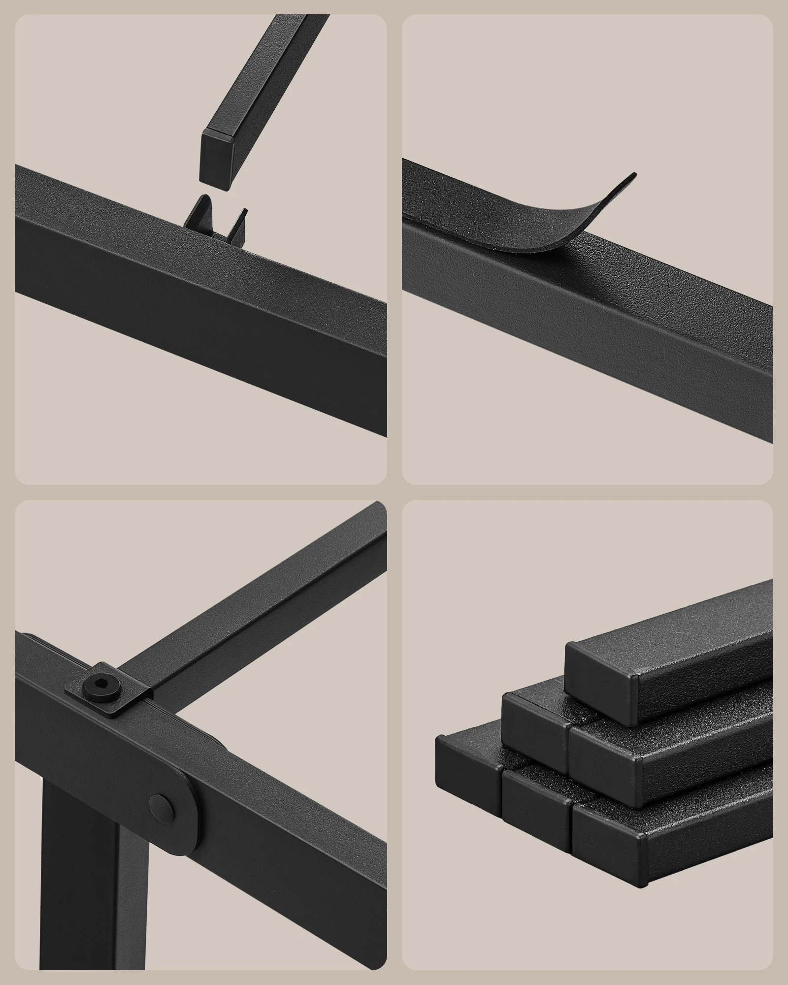 VASAGLE Modern Apartment industrial Metal Platform Bed Frame With Storage shelf