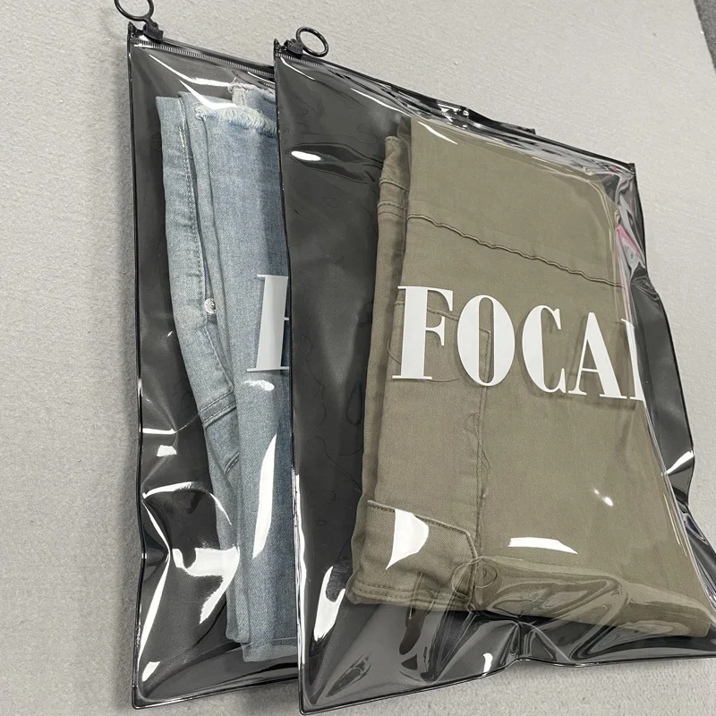 High Quality Transparent Custom PVC Plastic Bag Packaging Wig Clothes , Cosmetic Boutique Packing Zip lock Bags With Logo