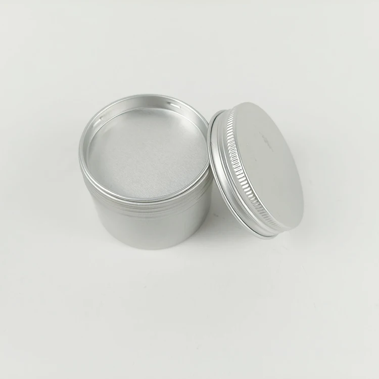 empty aluminum tin cans 60g 120g 200g Silver aluminum tin jar With Aluminum Plug